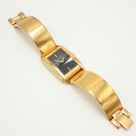 Joan Rivers Gold Tone Black Dial Womens Tank Watch Cuff Bracelet w New Battery - Picture 11 of 13